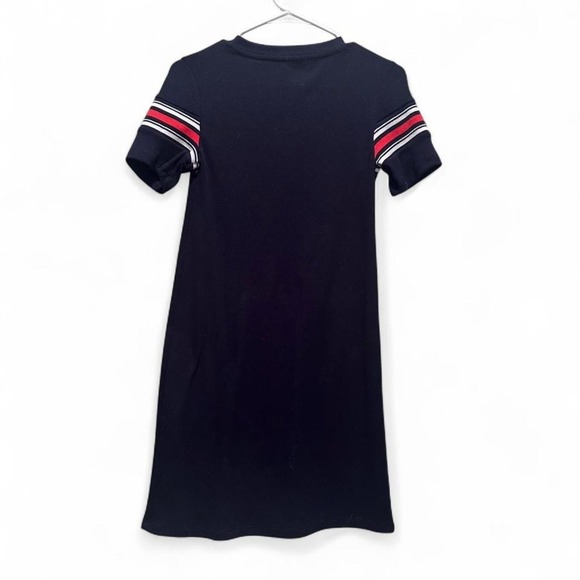 Bershka Navy Blue Striped Knit Jersey Dress Size Small - Picture 3 of 5